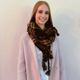 Braided Fringe Plaid Scarf