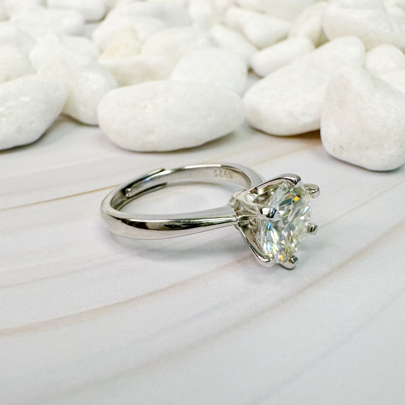 Firing Solitaire Moissanite Ring