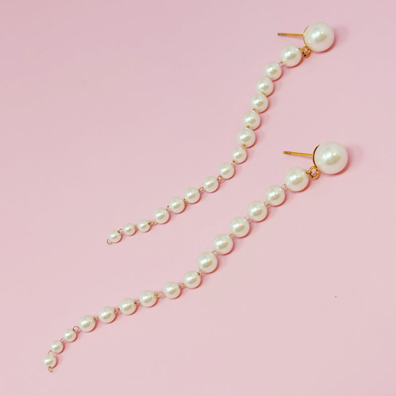 Pendientes largos degradados con perlas