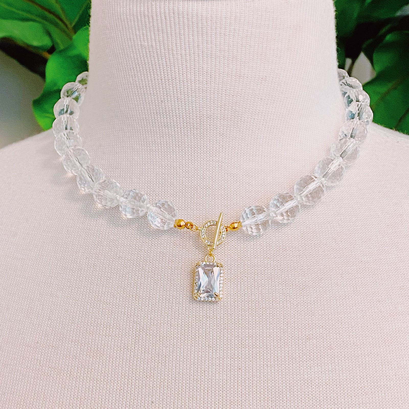 Clear Crystal Ball Chain Necklace – Ellisonyoung.com