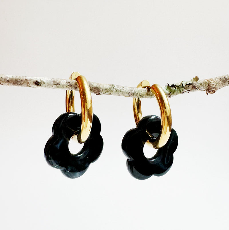 Boucles d'oreilles créoles dorées Dangle Daisy