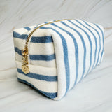 Terry Cloth Striped Cosmetic Case