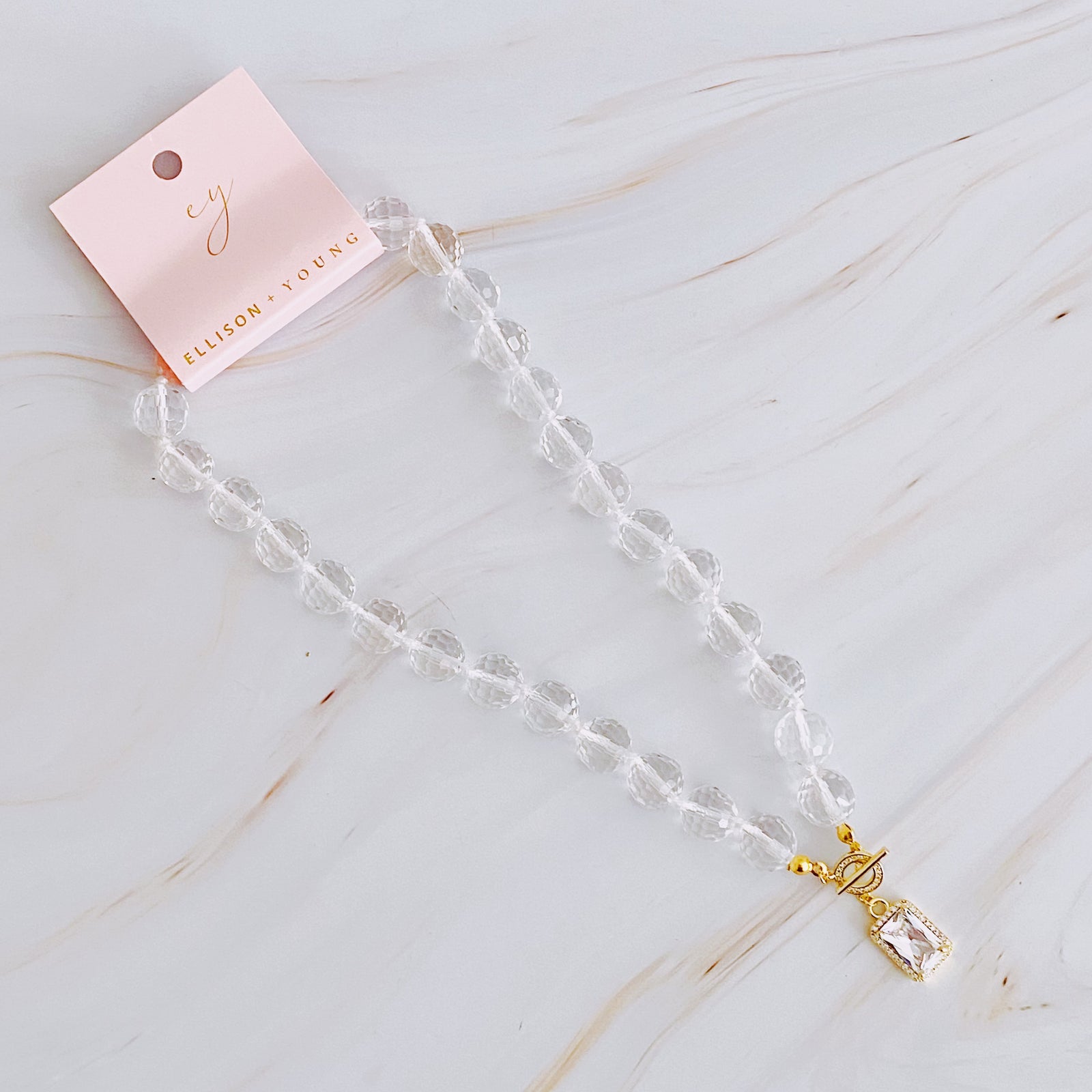 Clear Crystal Ball Chain Necklace – Ellisonyoung.com