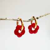 Color Power Daisy Drop Hoop Earrings