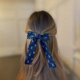 Distressed Jean With Sequin Bow Hair Clip