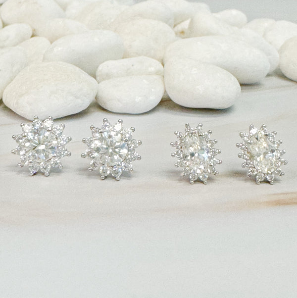 Flower Shape Moissanite Stud Earrings