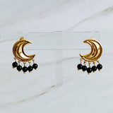 Dangle Beads Crescent Earrings