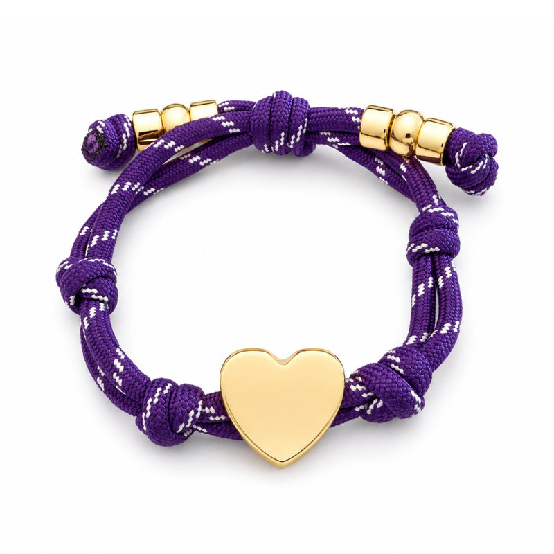 Ellison+Young Game Day Rope Bracelet | Gold Heart Charm, 6 Colors