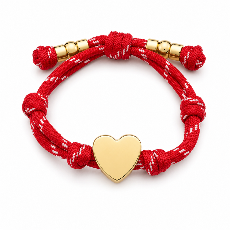 Ellison+Young Game Day Rope Bracelet | Gold Heart Charm, 6 Colors