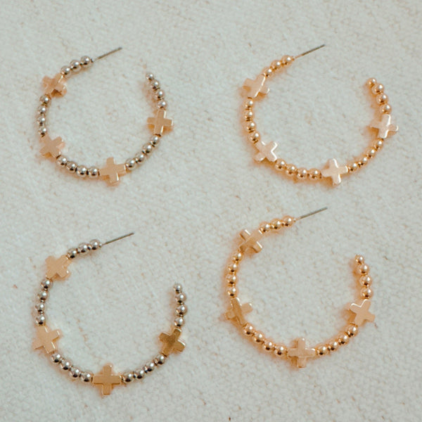 Golden-Crosses-Beaded-Hoop-Earrings