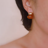 Gold-tone stud earrings featuring a rich espresso-colored drop accent with a sleek and modern silhouette.