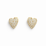 Gold heart-shaped stud earring adorned with sparkling crystals. The design offers a timeless, lovely touch with a delicate shine perfect for everyday wear or special occasions.
