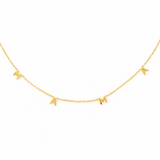 Gold chain necklace featuring a “Mama” initials in a polished gold finish, designed as a meaningful everyday or giftable piece.
