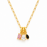 Golden Mix Gem Drop Charm Necklace