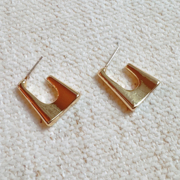 Golden Square Hoop Earrings