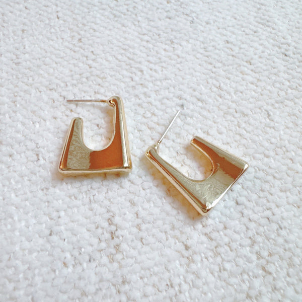 Golden Square Hoop Earrings