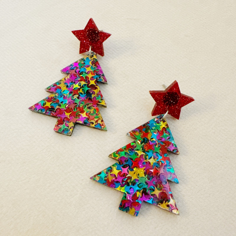 Boucles d'oreilles étoiles sur arbre So Festive