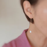 Freshwater Pearl Dainty Chain Earrings