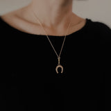 Paved Horseshoe Pendant Necklace