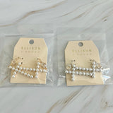 Boucles d'oreilles pendantes en forme de croix de perles