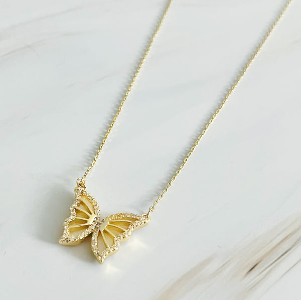 Vintage Glam Reversible Butterfly Necklace