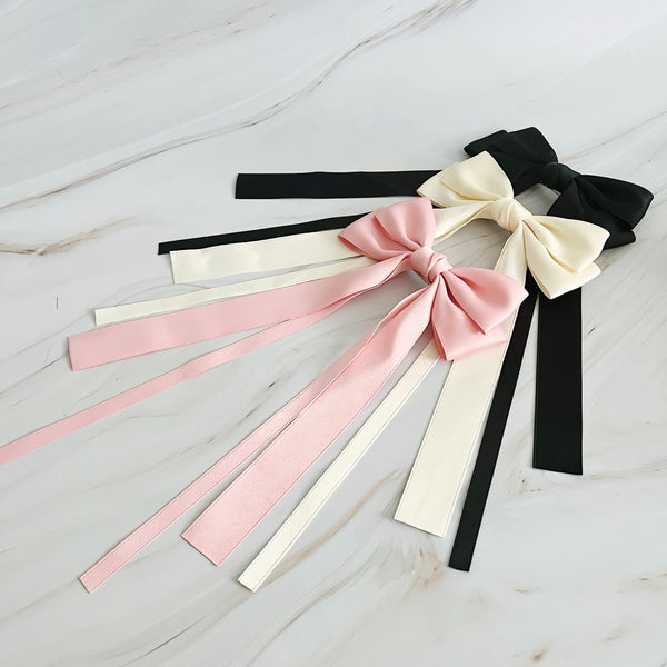 Double Bow Long Hair Clip Set of 3