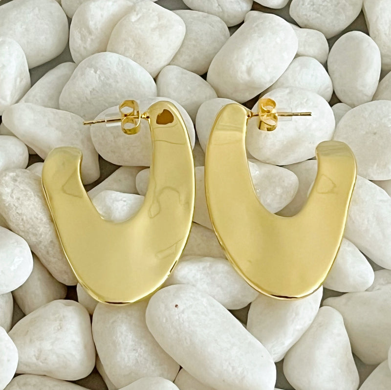 Polished Golden Art Hoop Earrings