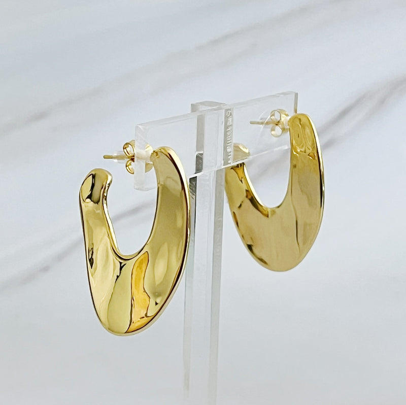 Polished Golden Art Hoop Earrings