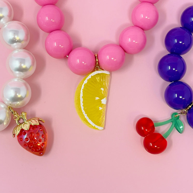 Collier de boules de couleur, fruits sucrés, joli collier