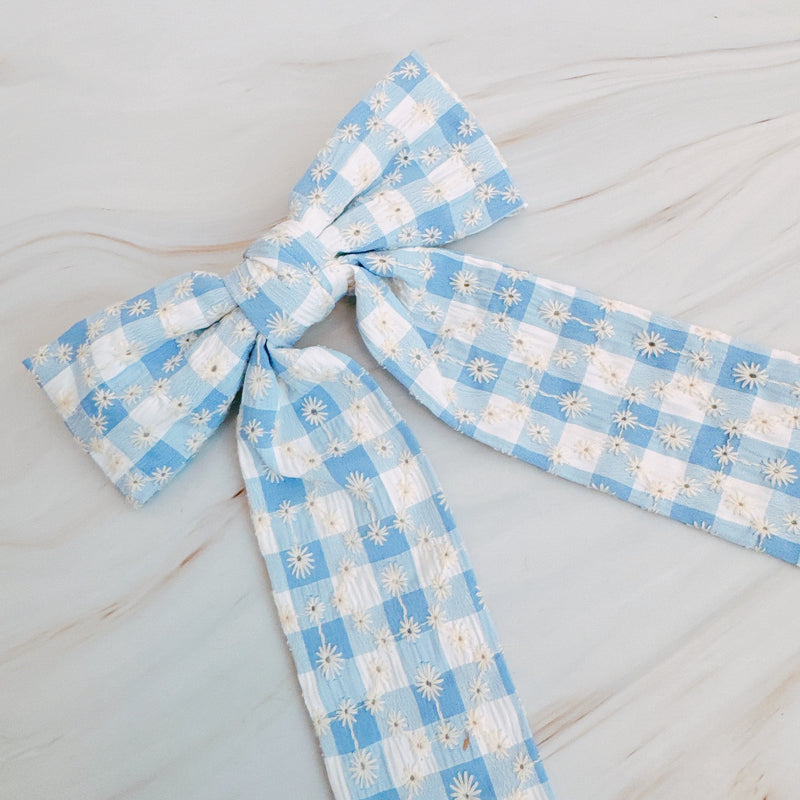 Daisy Picnic Gingham Bow Hair Clip