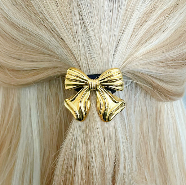 Corbata para el pelo con lazo dorado de lujo