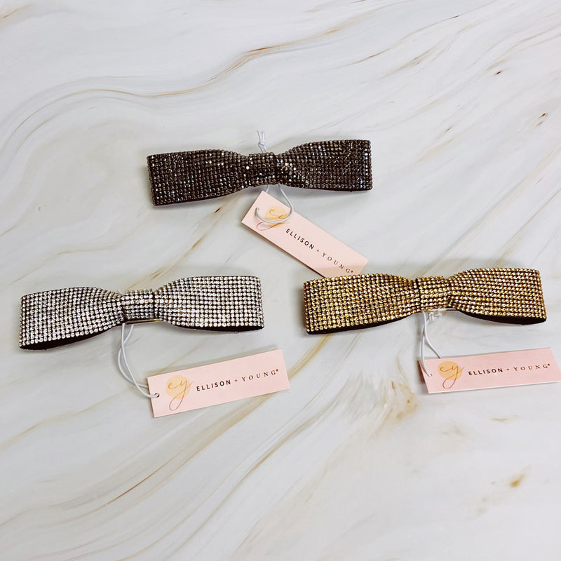 Slim Sleek Bling Bow Hair Clip