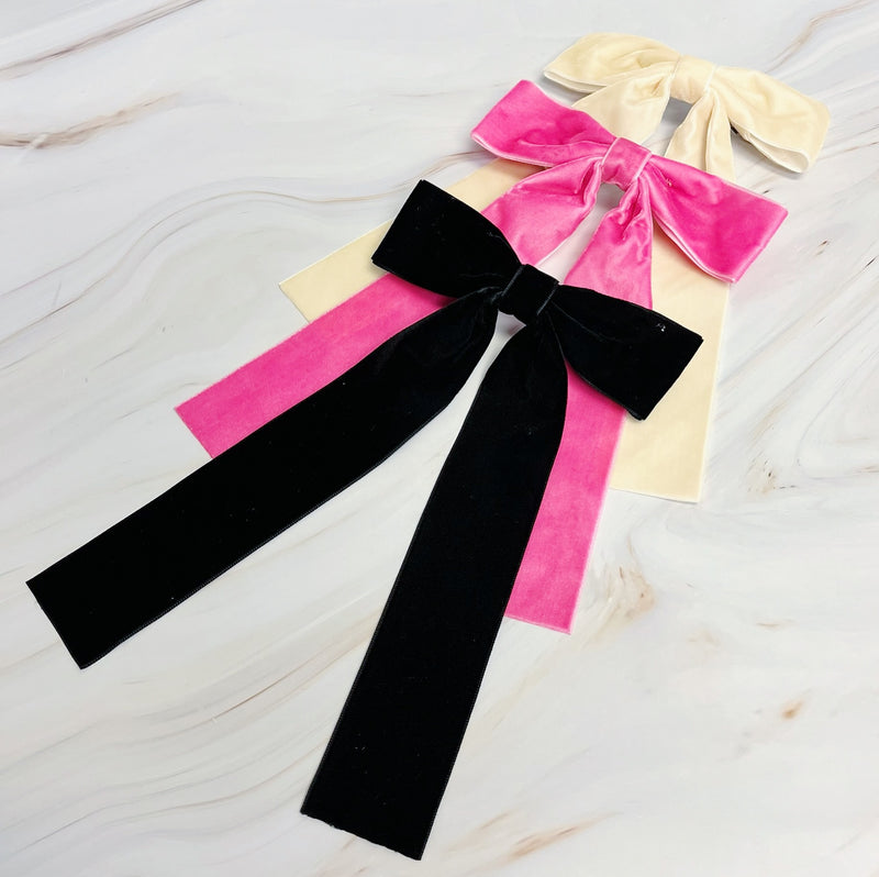 Simply Velvet Bow Hair Clip Set Of 3