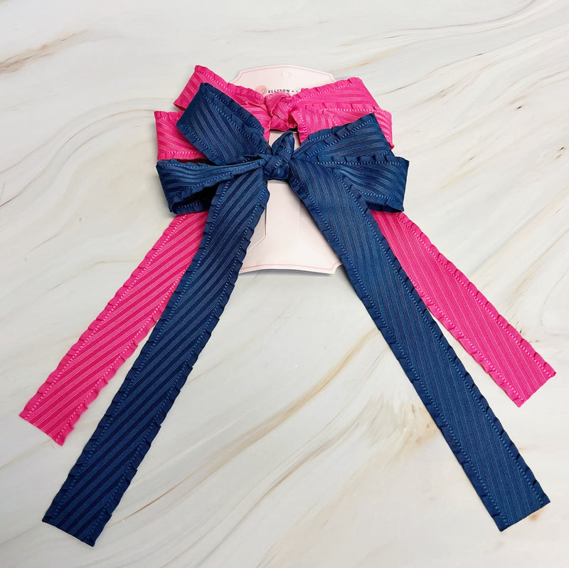 Doubled Frill Bow Hair Clip Set Of 2