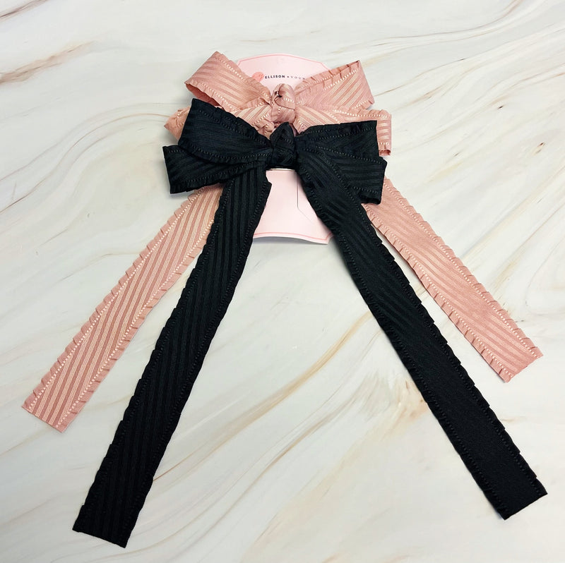 Doubled Frill Bow Hair Clip Set Of 2