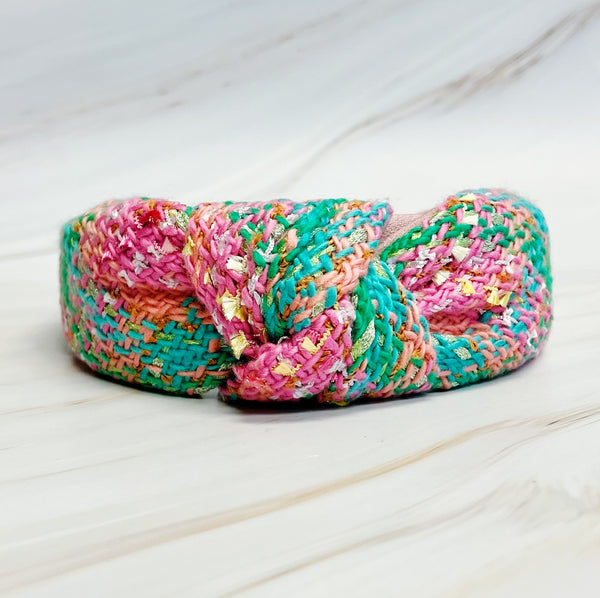 Happy Preppy Tweed Knotted Headband