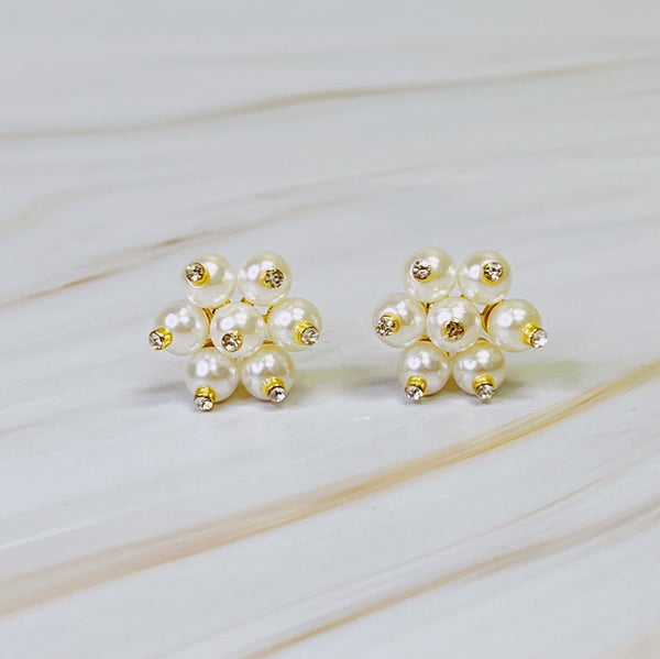 Pearl Blooming Stud Clip On Earrings