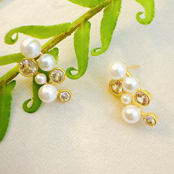 Jeweled Grapes Pearl Earrings