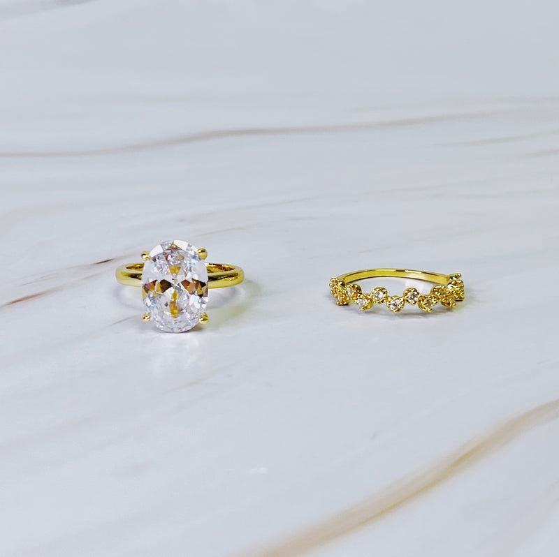 Lovely Oval Cut Solitaire Ring Set Of 2