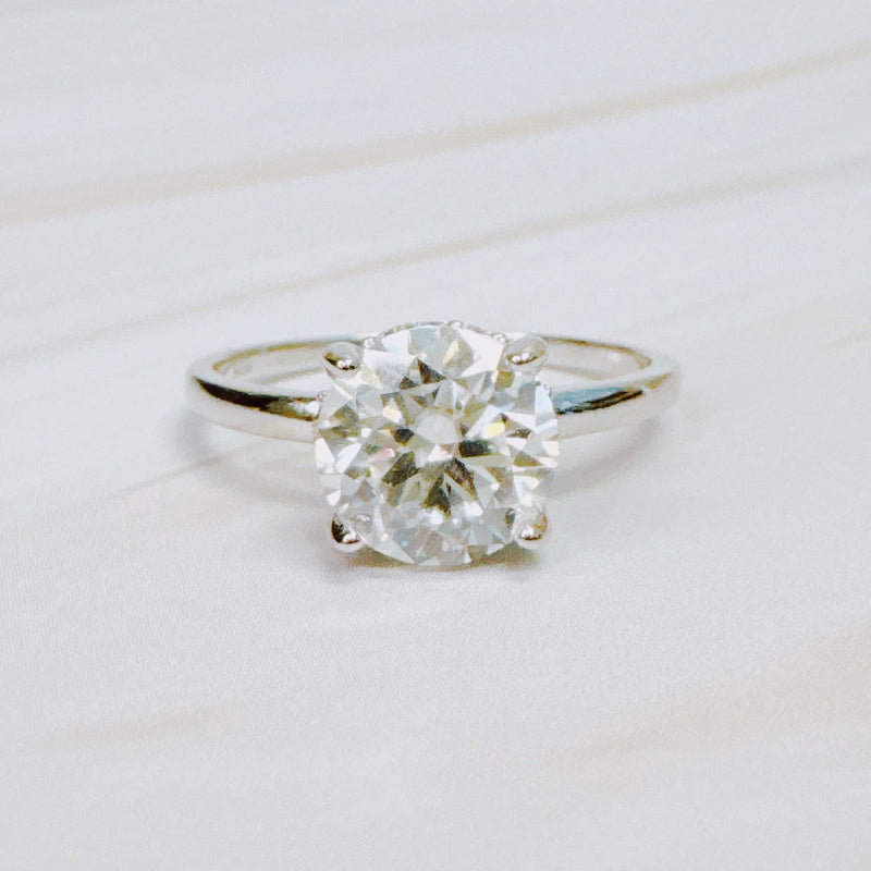 Paved Halo Solitaire Moissanite Ring