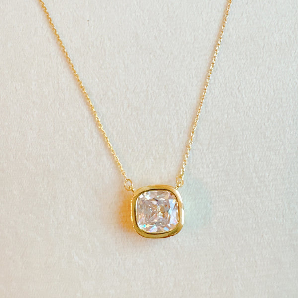 Cushion Cut Bezel Diamond Necklace