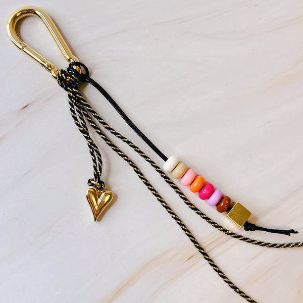 Heart And Beads Bag Charm