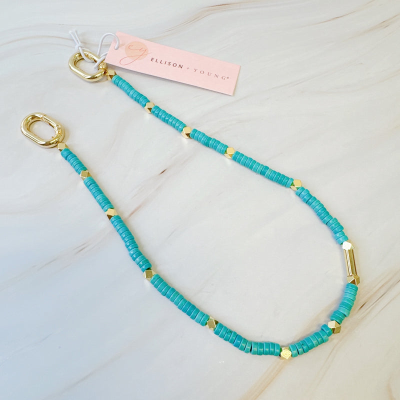 Turquoise Golden Edge Bag Charm