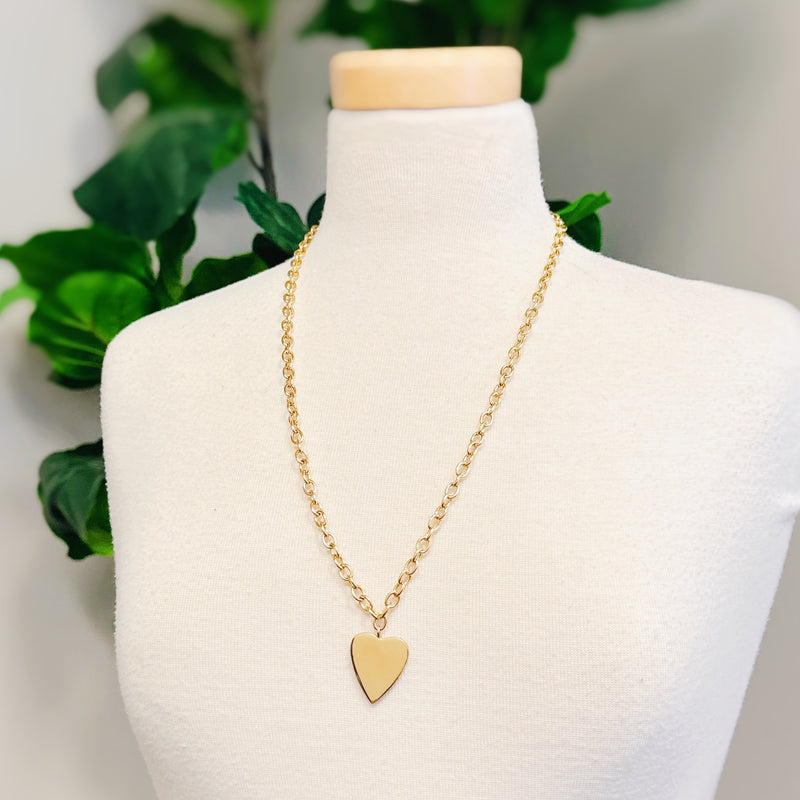 Lovely Big Heart Chain Necklace