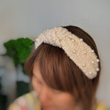 Diadema Anudada De Perlas Y Tweed