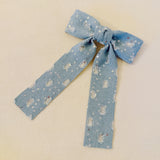 Distressed Jean With Sequin Bow Hair Clip