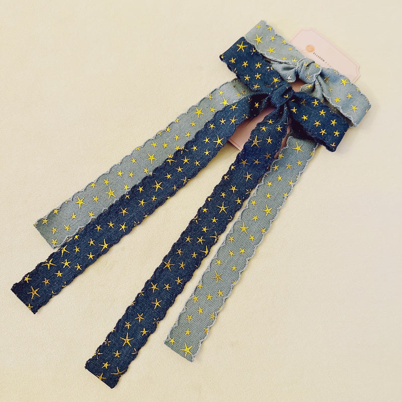 Golden Star Jean Bow Hair Clip Set Of 2