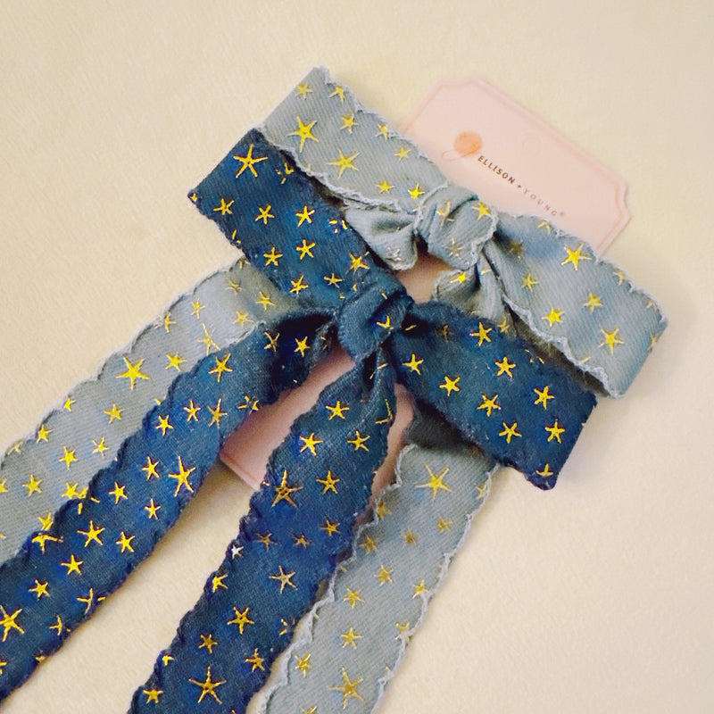 Golden Star Jean Bow Hair Clip Set Of 2