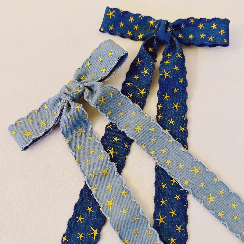 Golden Star Jean Bow Hair Clip Set Of 2