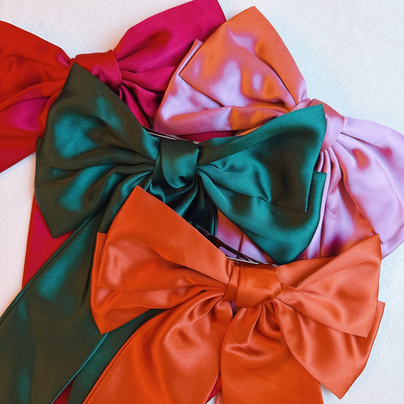 Doubled Satin Bow Hair Clip